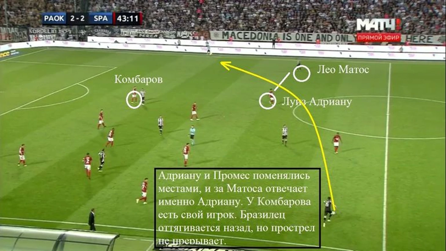 Эпизод матча ПАОК - &quout;Спартак&quout; - 2:3.
