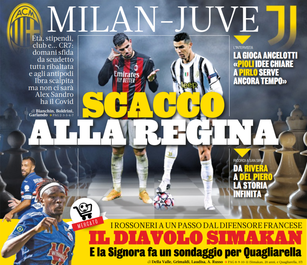 Шах для королевы. Заголовки Gazzetta, TuttoSport и Corriere за 5 января
