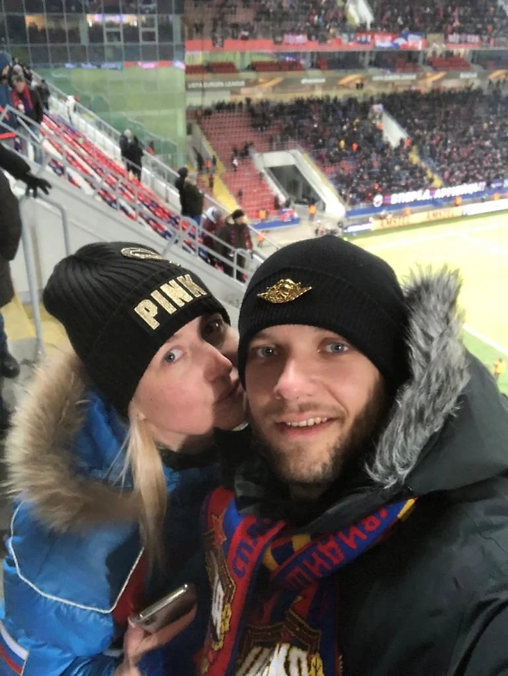 С женой Любовью на матче футбольного ЦСКА