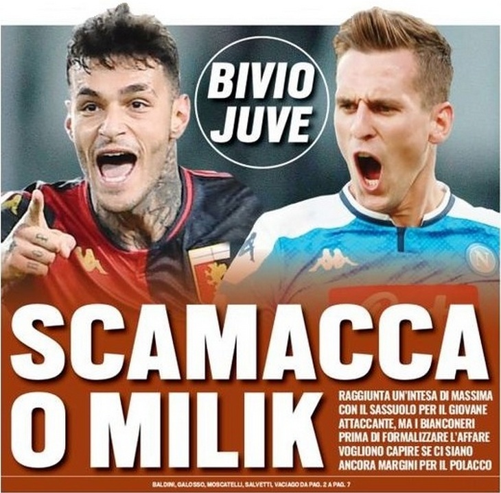 Скамакка или Милик. Заголовки Gazzetta, TuttoSport и Corriere за 12 января