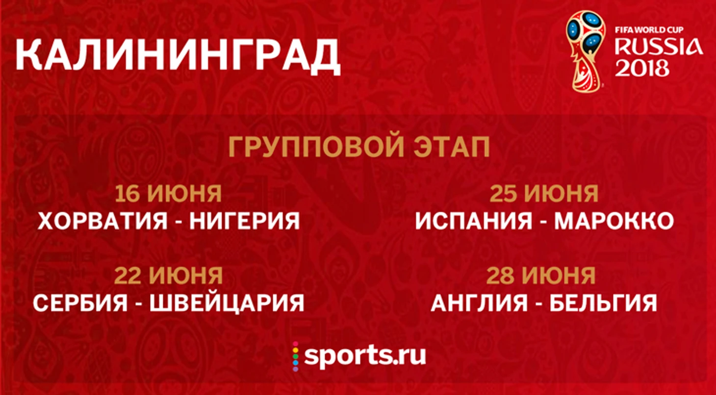 Расписание матчей ЧМ-2018 в Калининграде