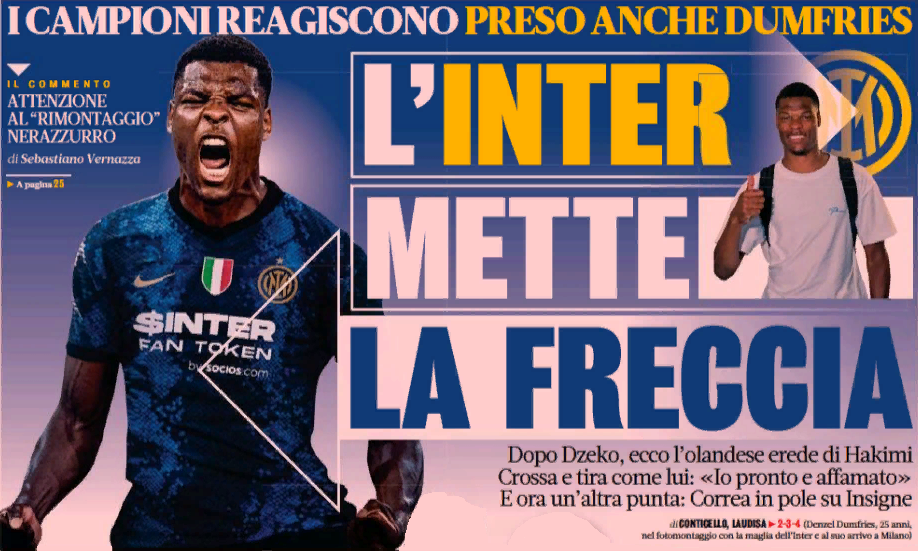 «Интер» ставит стрелу. Заголовки Gazzetta, TuttoSport и Corriere за 13 августа
