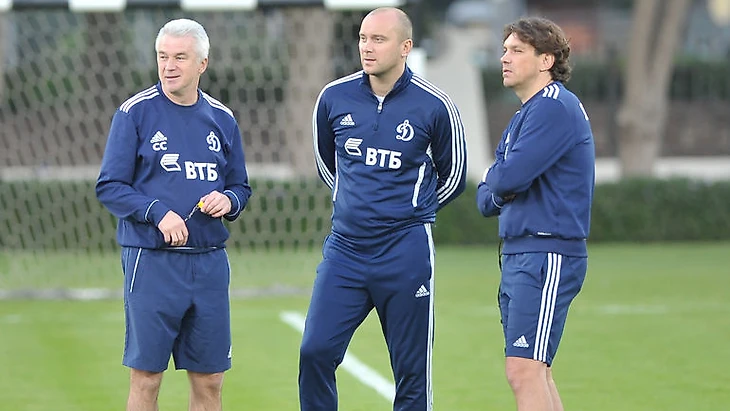 2012 год. Сергей СИЛКИН, Дмитрий ХОХЛОВ и Роман ПИЛИПЧУК (слева направо). Фото Константин ТВЕРДОВСКИЙ, ФК &quout;Динамо&quout;