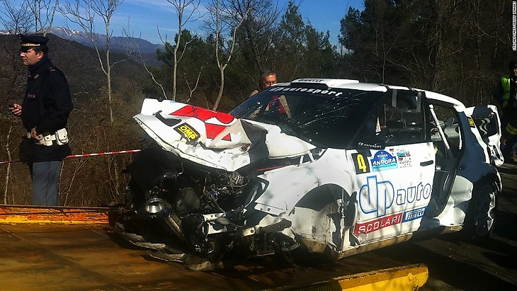 Машина Роберта Кубицы после аварии в Ралли Ронди ди Андора, 2011