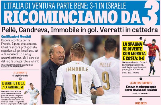 «Начинаем заново с 3». Заголовки Gazzetta, TuttoSport и Corriere за 6 сентября