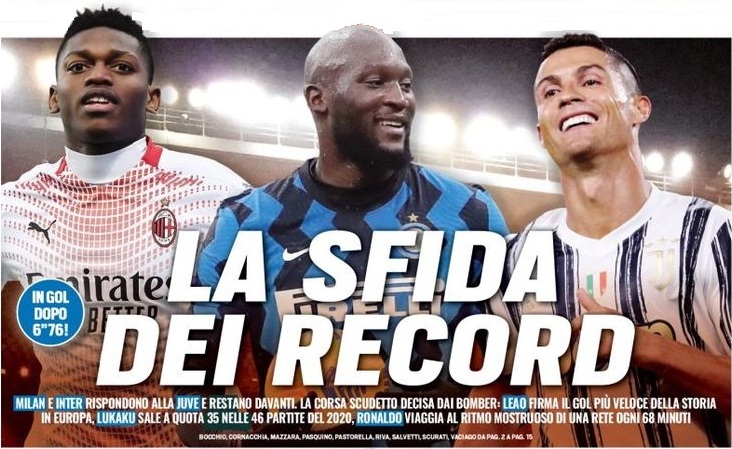 Схватка рекордов. Заголовки Gazzetta, TuttoSport и Corriere за 21 декабря