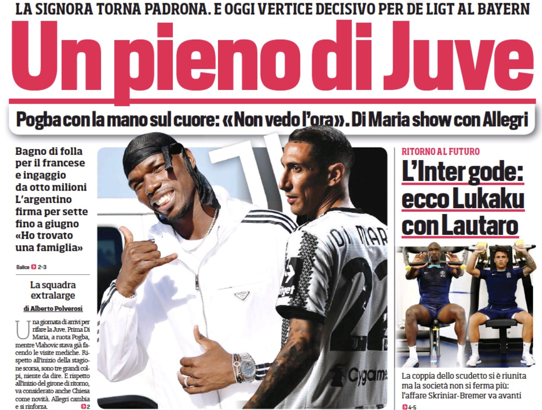 Полный «Юве». Заголовки Gazzetta, TuttoSport и Corriere за 9 июля