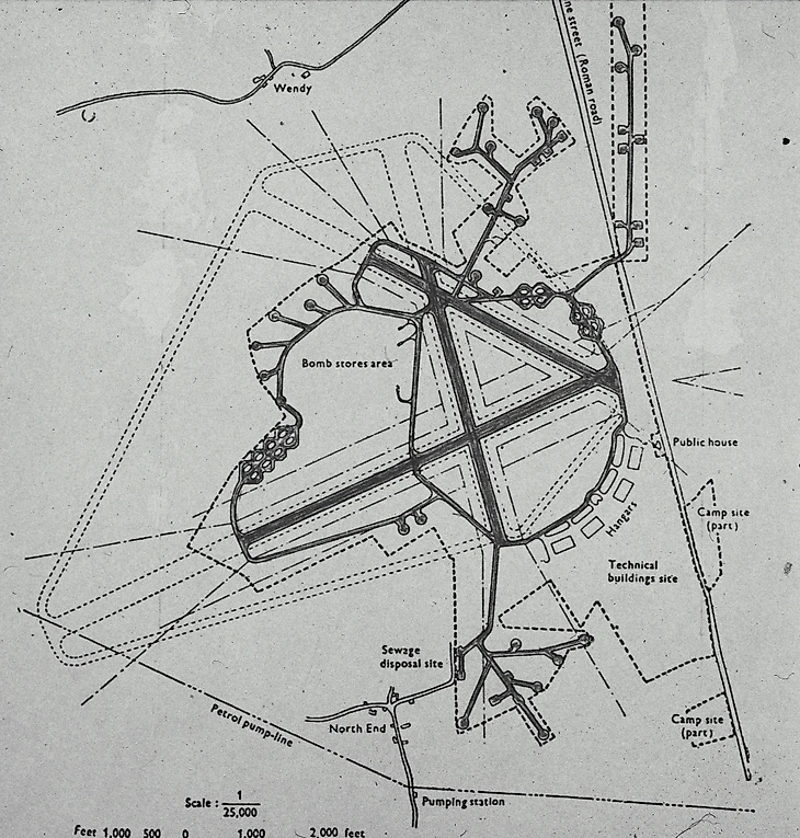 План аэродрома Королевских ВВС в Бассингборне, 1945