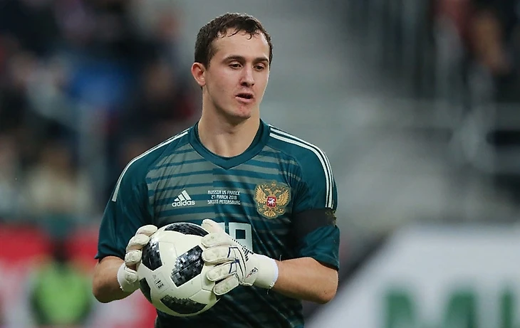 Андрей Лунев в одном из матчей сборной