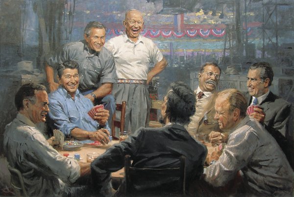 Покер в живописи. Президенты, играющие в покер