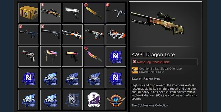 Dragon Lore Кенни в инвентаре Кристофа