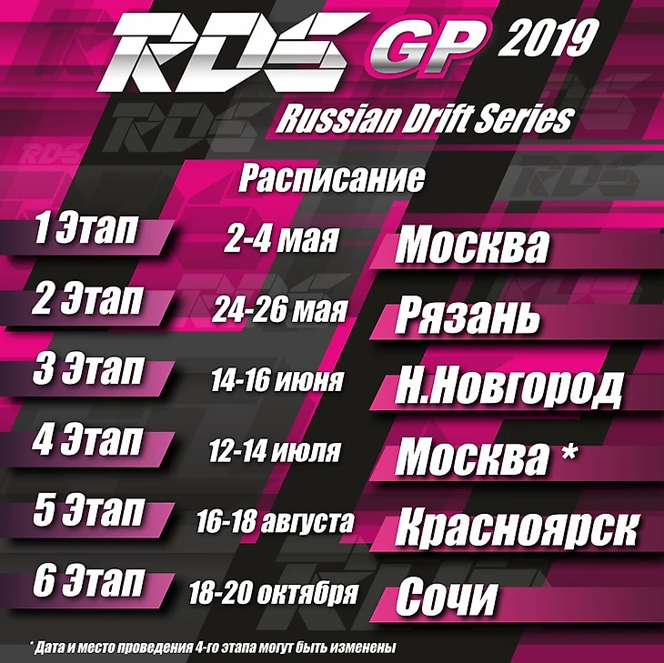 Расписание этапов RDS GP 2019