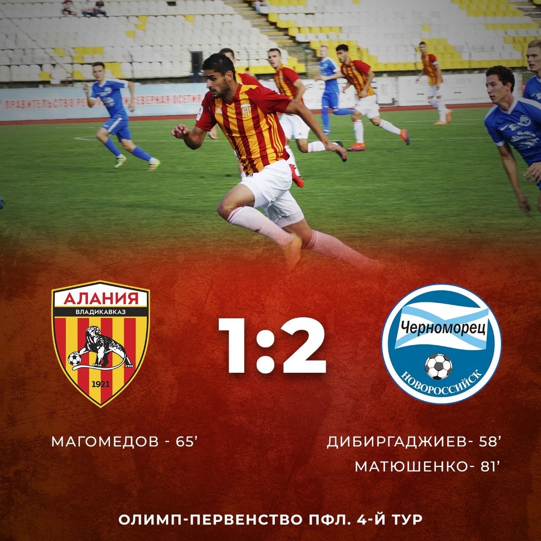 «Алания» 1 - 2 «Черноморец». Обзор матча четвертого тура ПФЛ. 