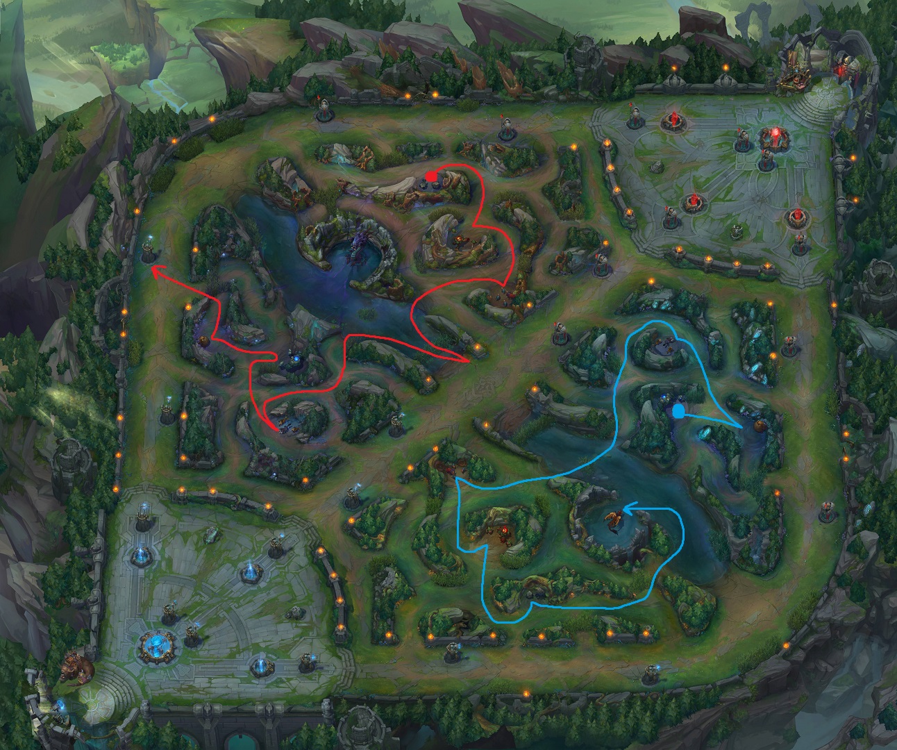 EDG vs SKT jungle routes