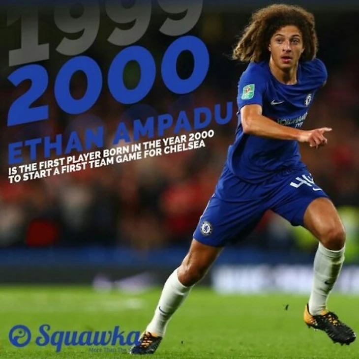 Этан Ампаду - первый игрок, родившийся в 2000-м году, который вышел в стартовом составе «Челси».