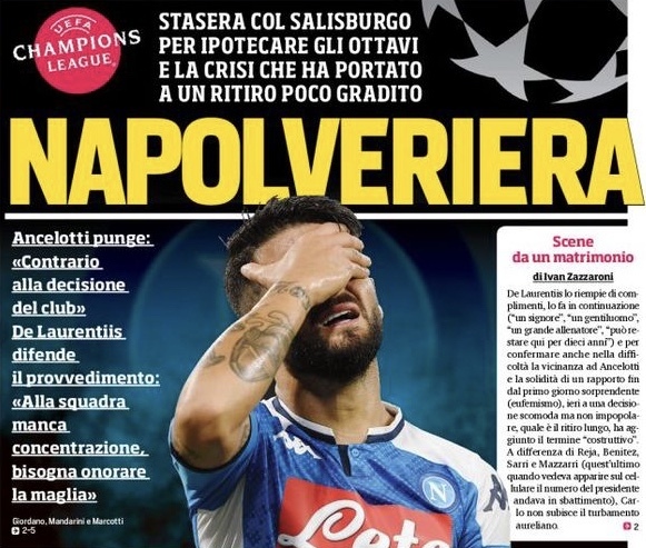Пороховая бочка «Наполи». Заголовки Gazzetta, TuttoSport и Corriere за 5 ноября