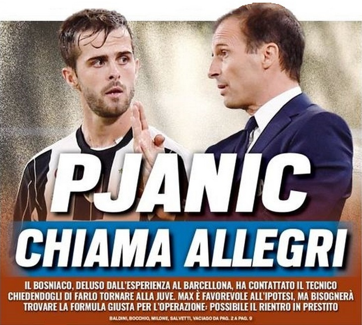 Пьянич звонит Аллегри. Заголовки Gazzetta, TuttoSport и Corriere за 1 июня