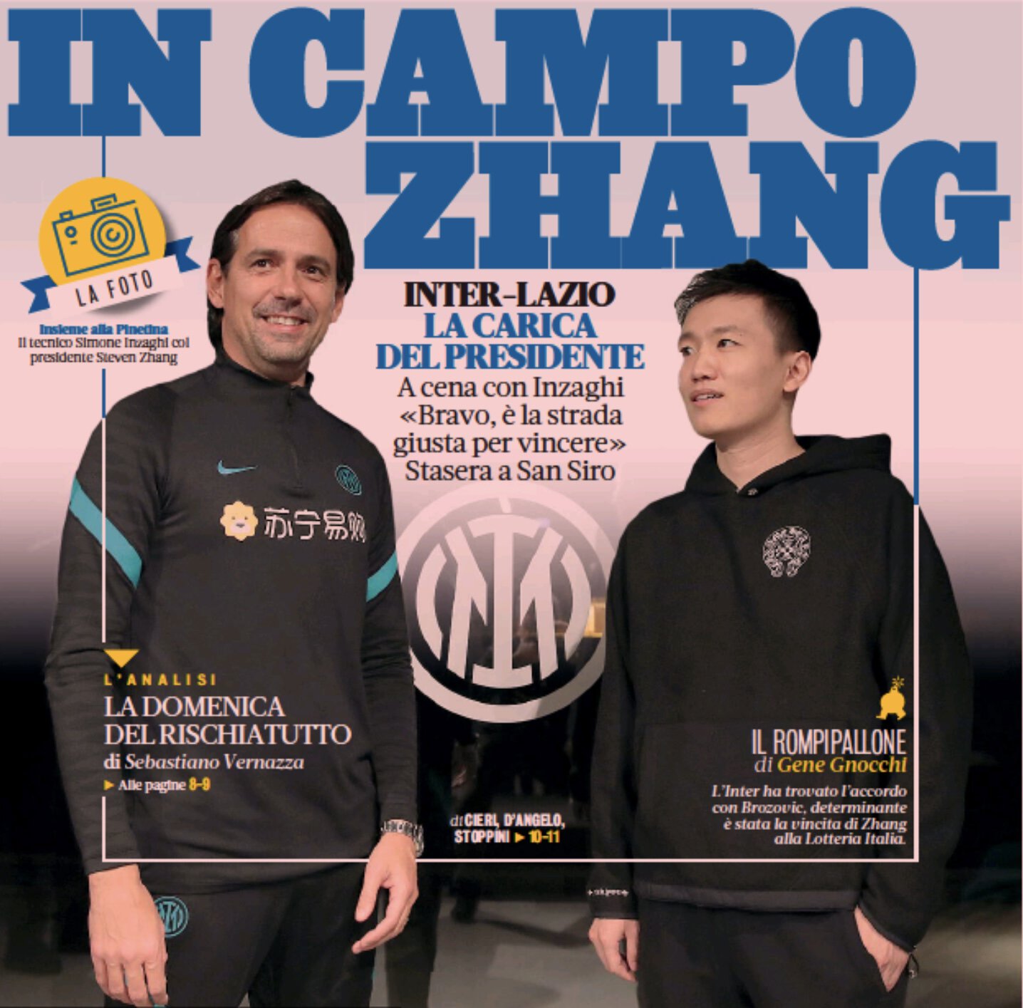Чжэн в игре. Заголовки Gazzetta, TuttoSport и Corriere за 9 января