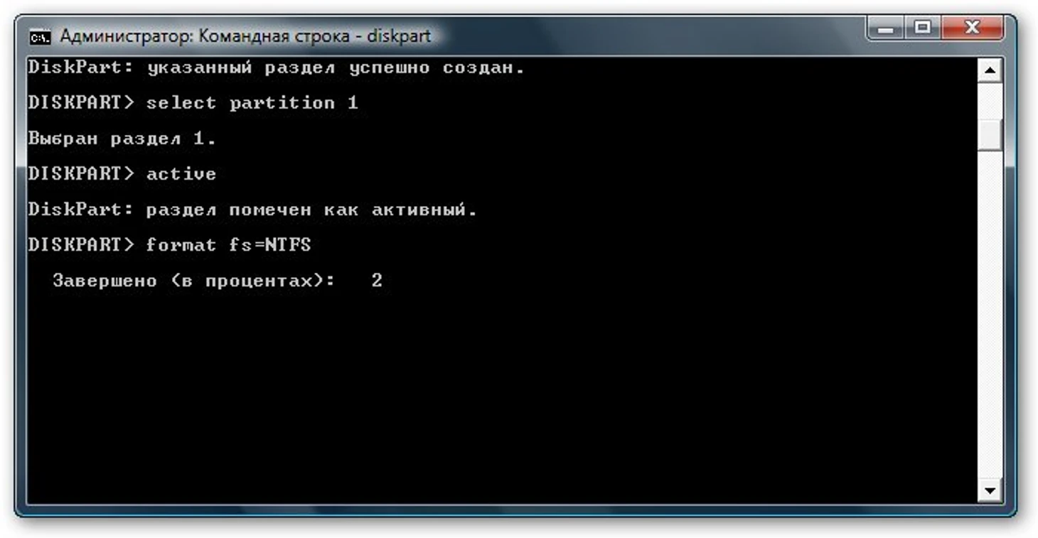 Форматирование раздела
