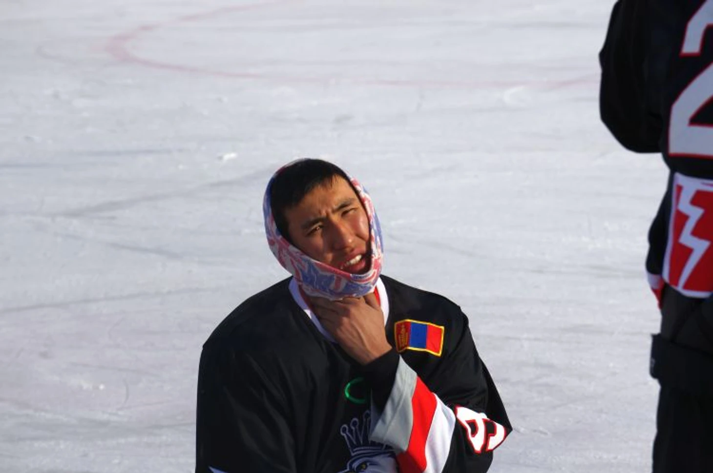 Фрагмент финального турнира чемпионата Монголии по хоккею в Шарын Голе
