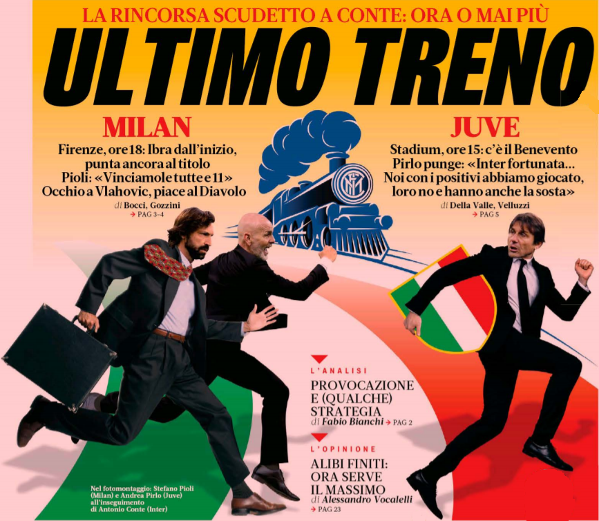 Последний поезд. Заголовки Gazzetta, TuttoSport и Corriere за 21 марта