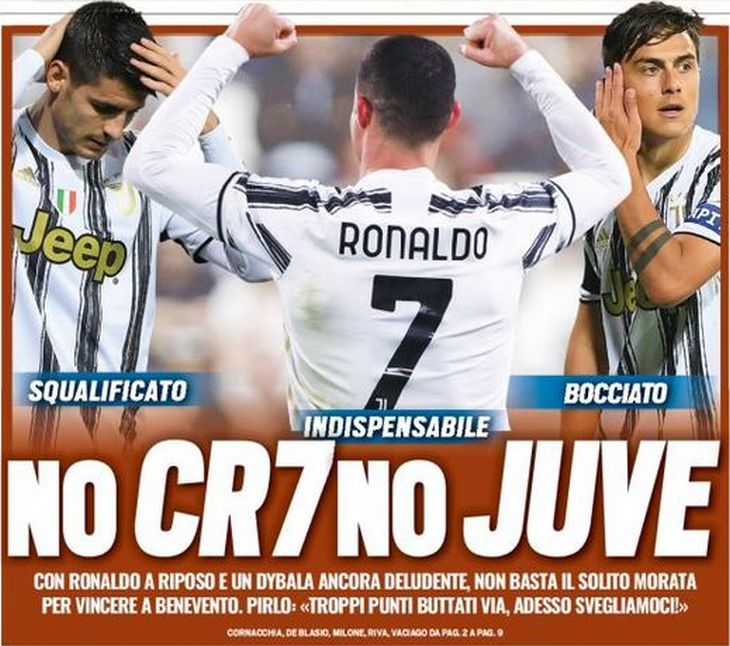 Нет CR7 – нет «Юве». Заголовки Gazzetta, TuttoSport и Corriere за 29 ноября