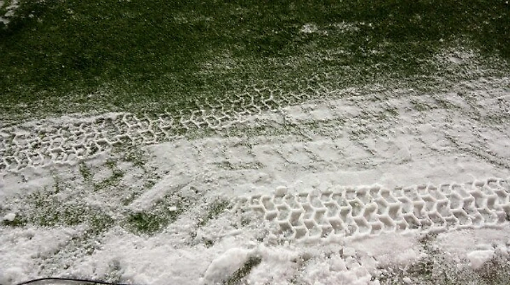 Снег на газоне