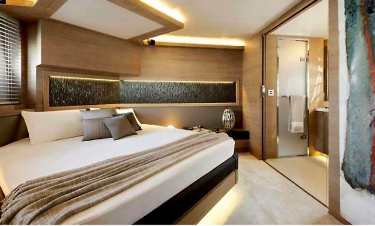 Master bedroom aboard Rafael Nadal’s yacht Beethoven