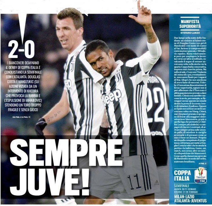 Всегда «Юве»! Заголовки Gazzetta, TuttoSport и Corriere за 4 января