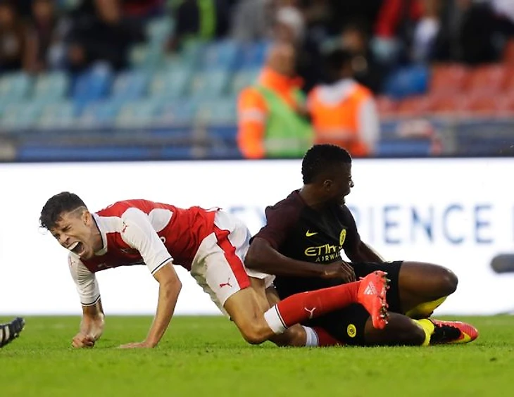 Gabriel suffered the injury at the end fo the win over City