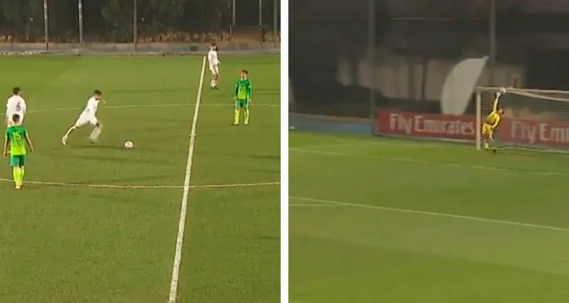 Парень из «Реала» U19 забил пушечный штрафной со своей половины поля