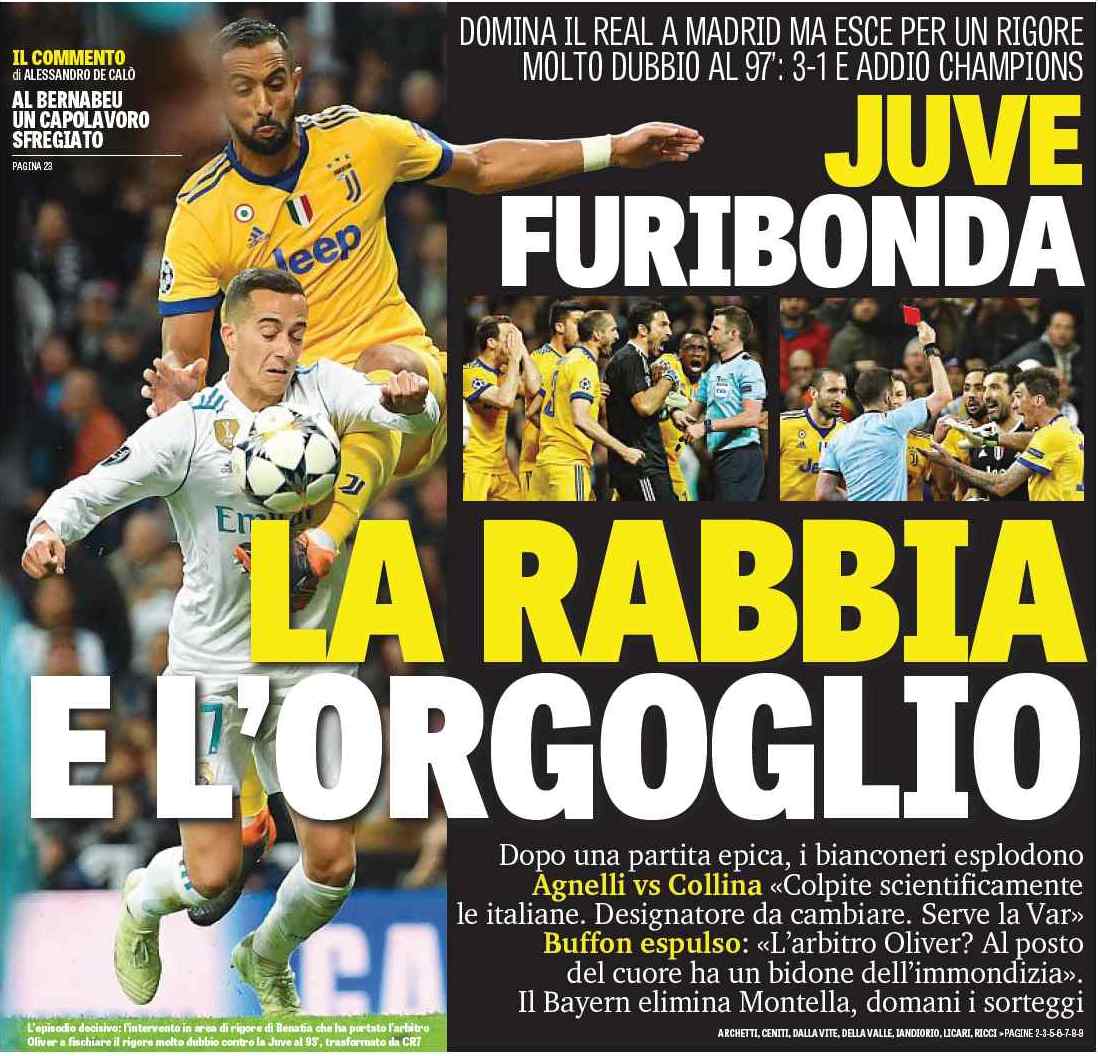 Гнев и гордость. Заголовки Gazzetta, TuttoSport и Corriere за 12 апреля