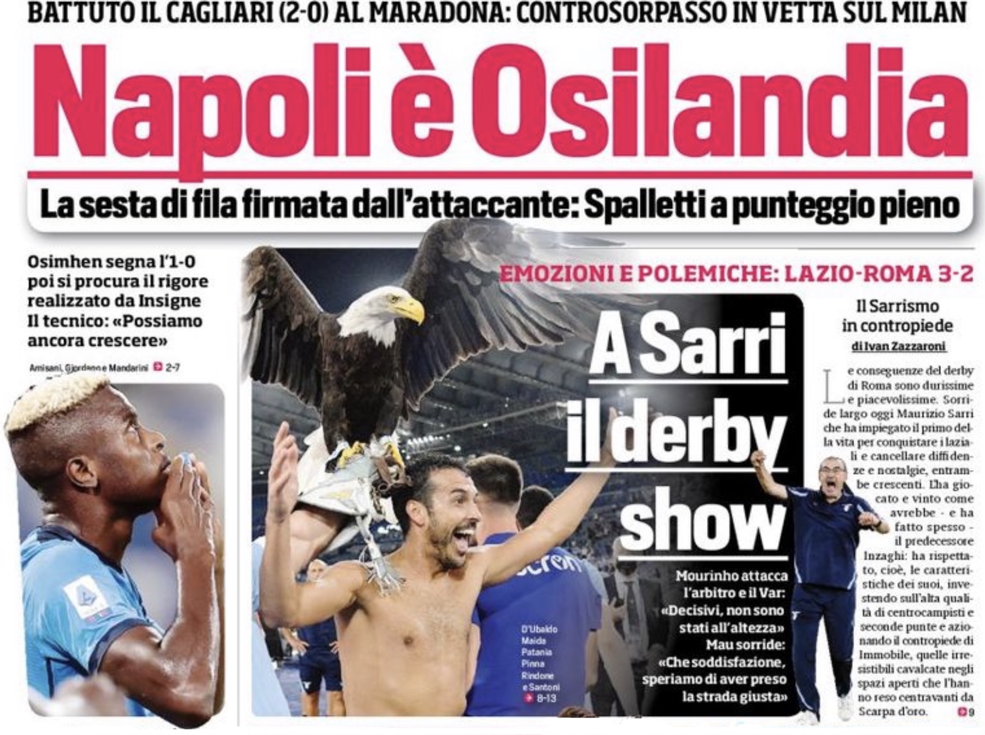 «Наполи» – это Осиландия. Заголовки Gazzetta, TuttoSport и Corriere за 27 сентября