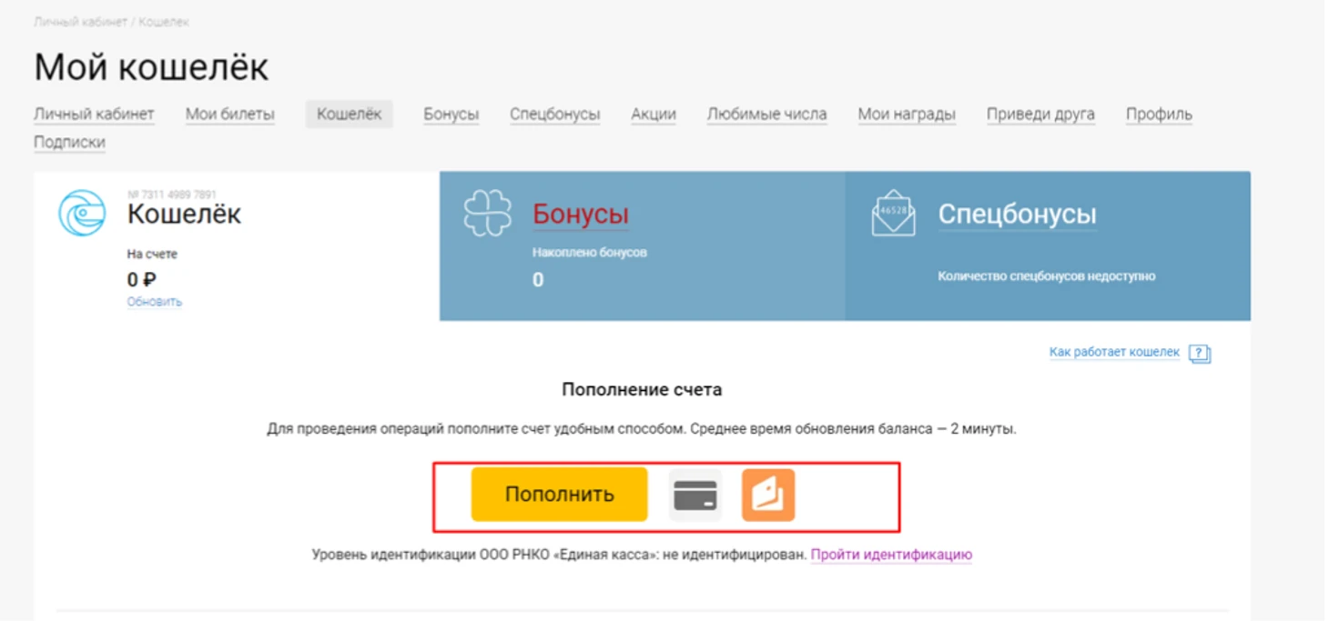Пополнение баланса кошелька