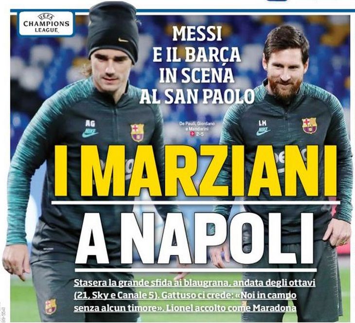 Марсиане в Неаполе. Заголовки Gazzetta, TuttoSport и Corriere за 25 февраля