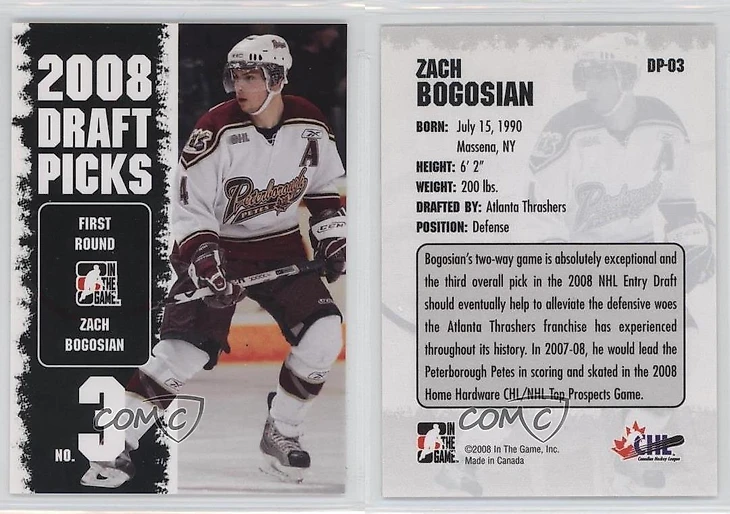 2008-09 ITG Heroes and Prospects Draft Picks Zach Bogosian #DP-03 Rookie RC  | eBay