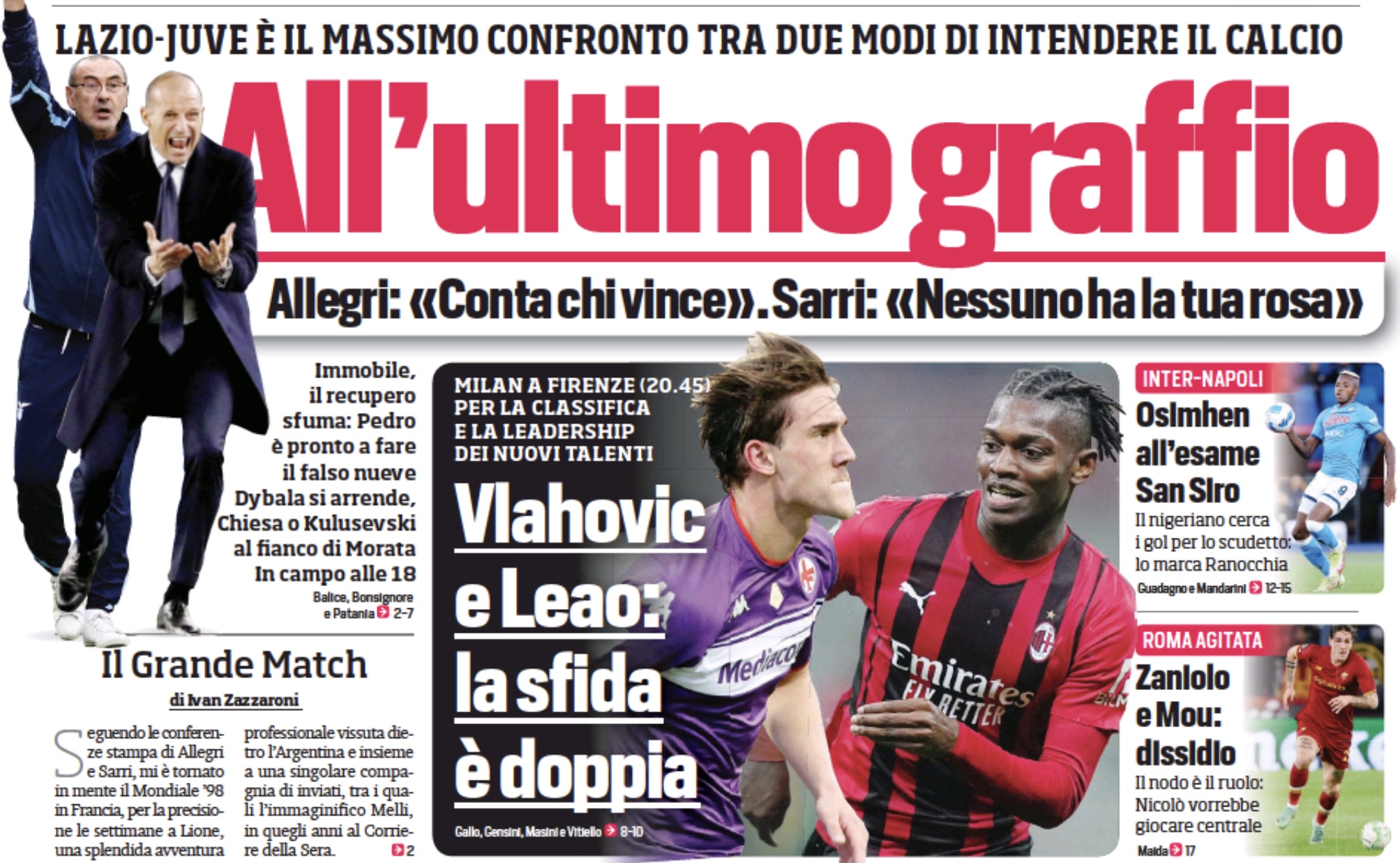 До последней царапины. Заголовки Gazzetta, TuttoSport и Corriere за 20 ноября