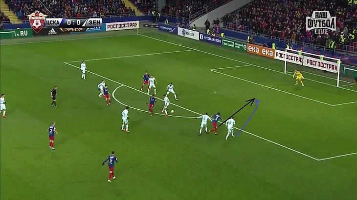 Один из наиболее показательных примеров этого за весь матч.