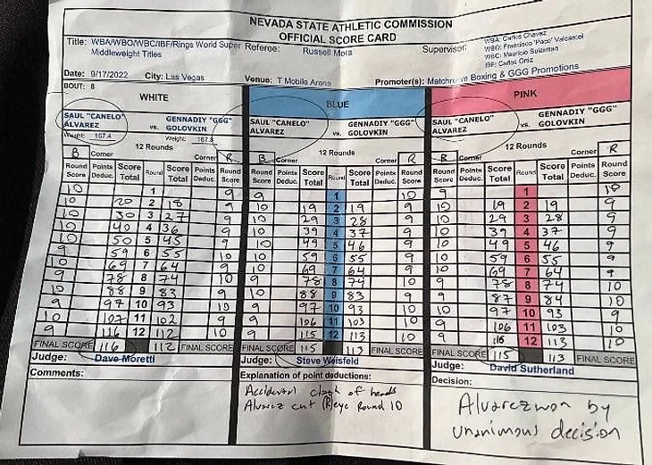 Опубликованы судейские записки боя Альварес — Головкин - Чемпионат