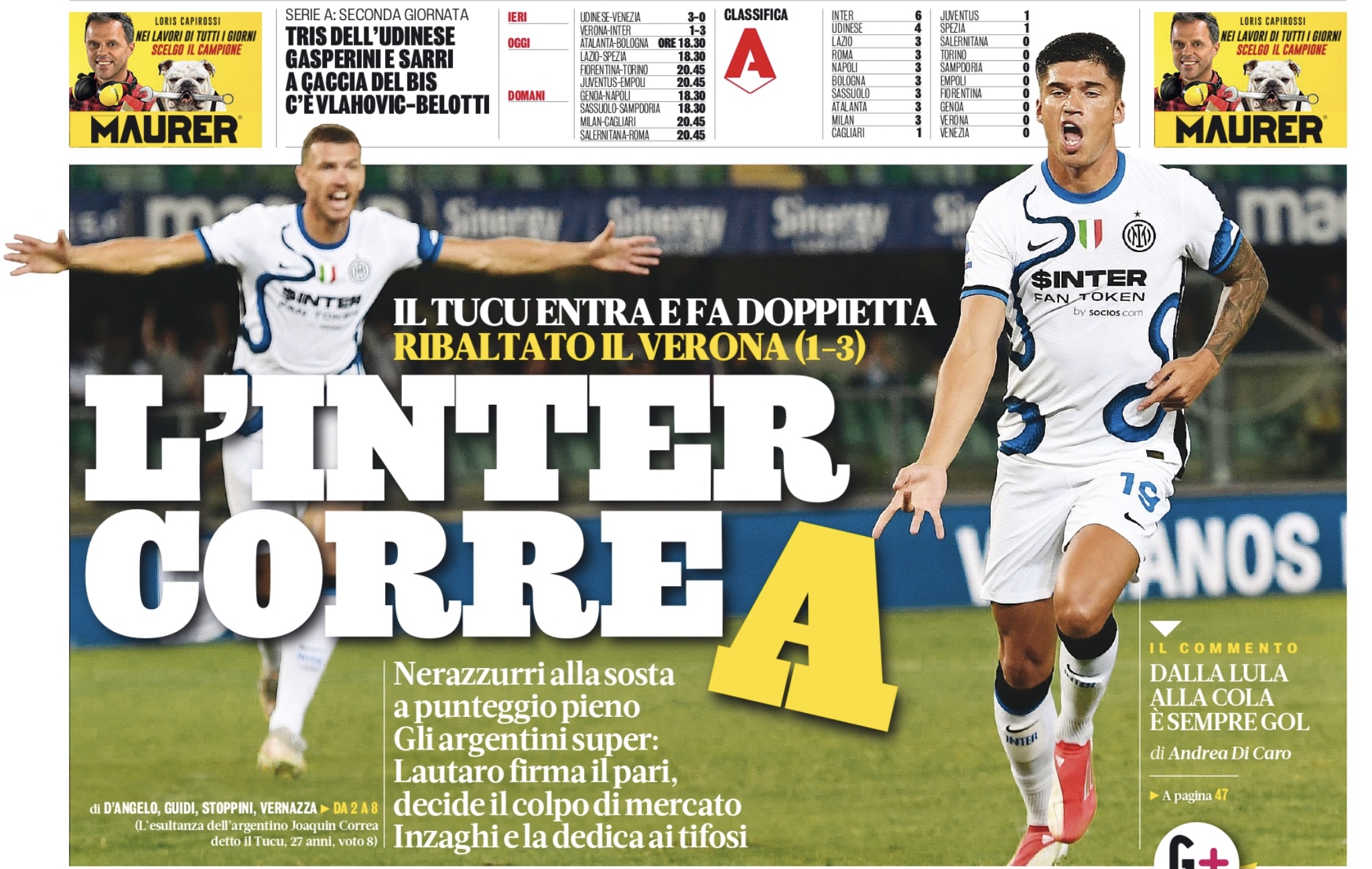 «Интер» Корреа. Заголовки Gazzetta, TuttoSport и Corriere за 28 августа