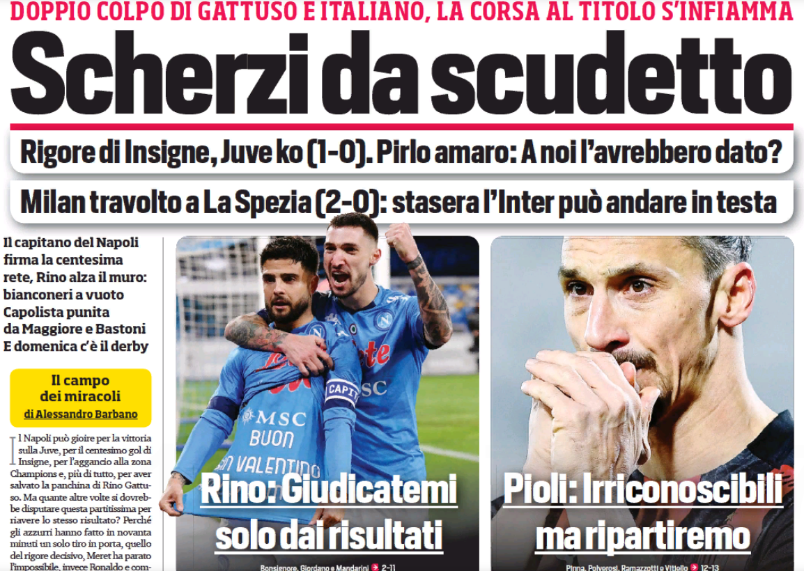 Шутки, достойные Скудетто. Заголовки Gazzetta, TuttoSport и Corriere за 14 февраля
