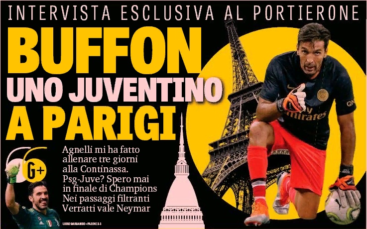 Буффон, ювентино в Париже. Заголовки Gazzetta, TuttoSport и Corriere за 19 октября