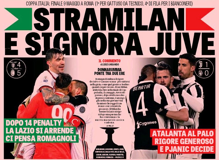 Экстра «Милан» и синьора «Юве». Заголовки Gazzetta, TuttoSport и Corriere за 1 марта