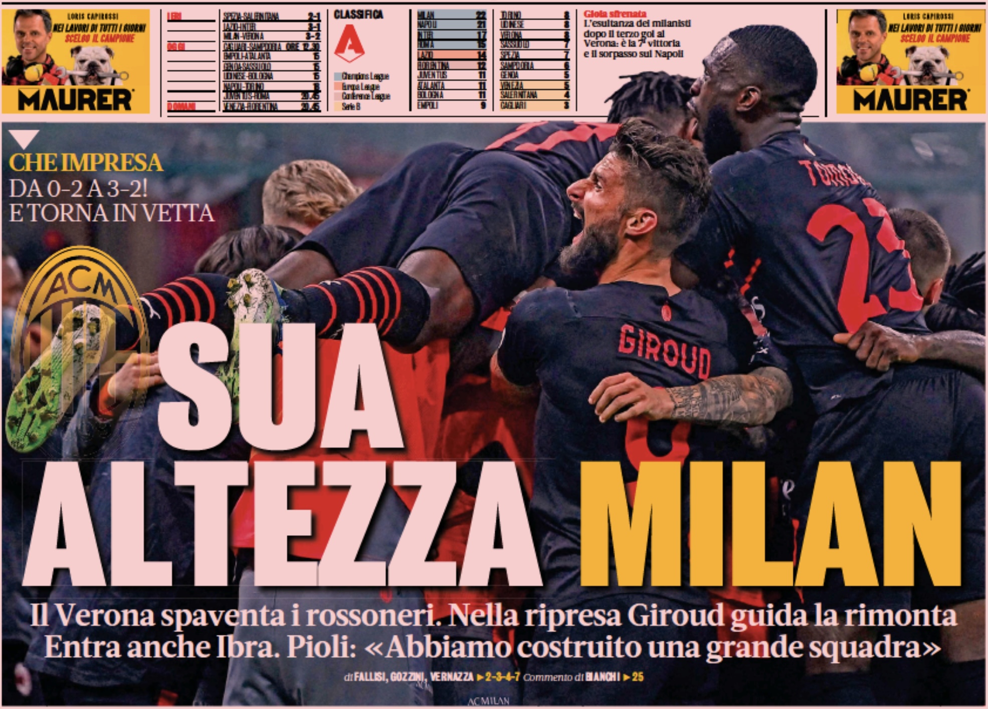 Его высочество «Милан». Заголовки Gazzetta, TuttoSport и Corriere за 17 октября