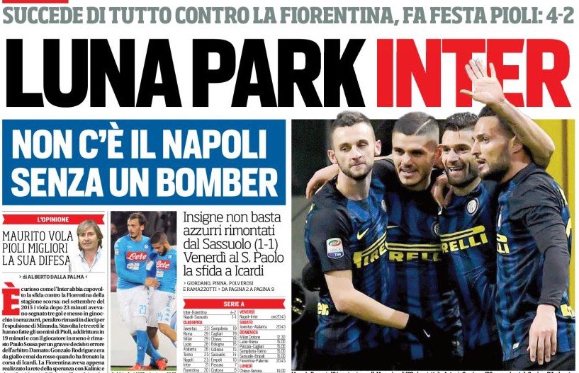 «Луна-парк «Интера». Заголовки Gazzetta, TuttoSport и Corriere за 29 ноября