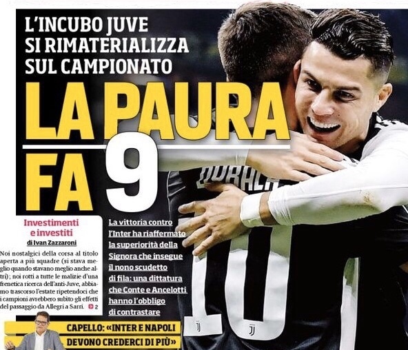 Страх рождает 9. Заголовки Gazzetta, TuttoSport и Corriere за 10 октября