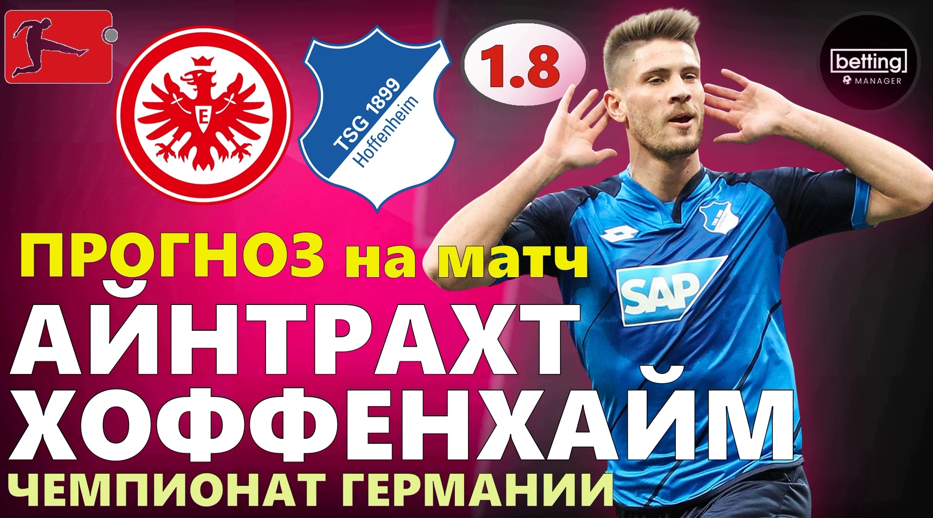 18.08.2019 ● Айнтрахт Ф - Хоффенхайм ● Германия:Бундеслига - 1 тур ● Прогноз и ставка