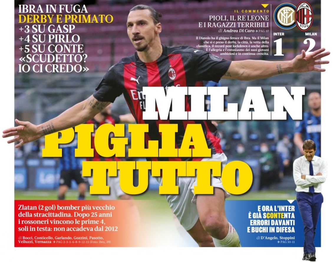 «Милан» берёт всё. Заголовки Gazzetta, TuttoSport и Corriere за 18 октября