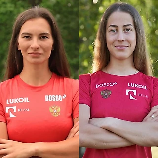 Христина Мацокина и Наталья Непряева в финале командного спринта в Дрездене