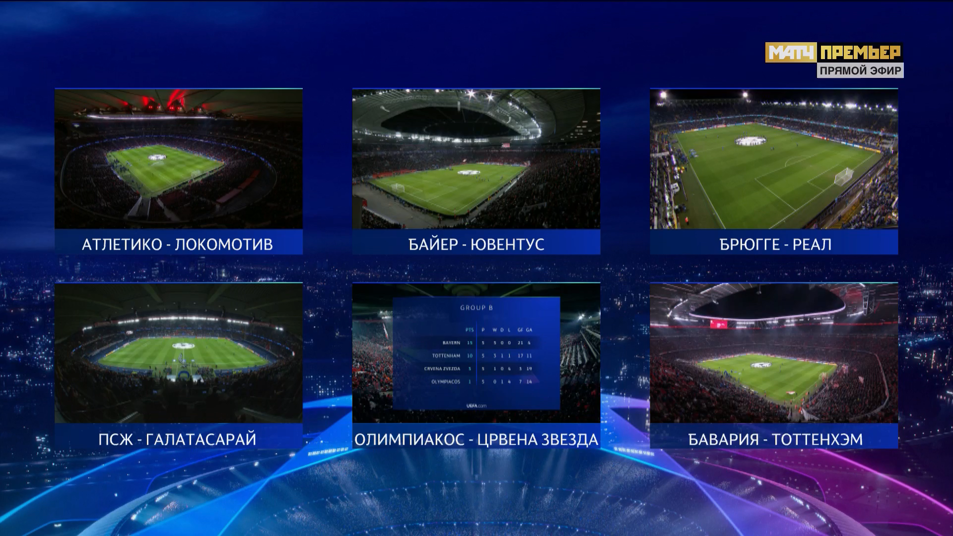 телевидение, Лига чемпионов УЕФА